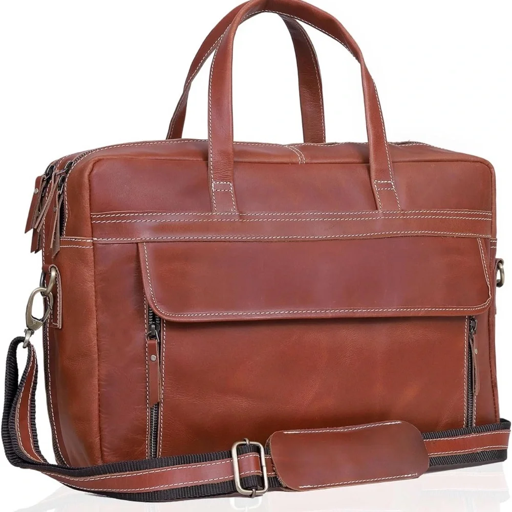 NWT HCL Briefcase Bag Full Grain Italian Leather,18